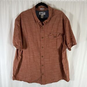 Duluth Shirt Men's 2XL Orange Short Sleeve Button Up Relaxed Fit Untucked Cotton